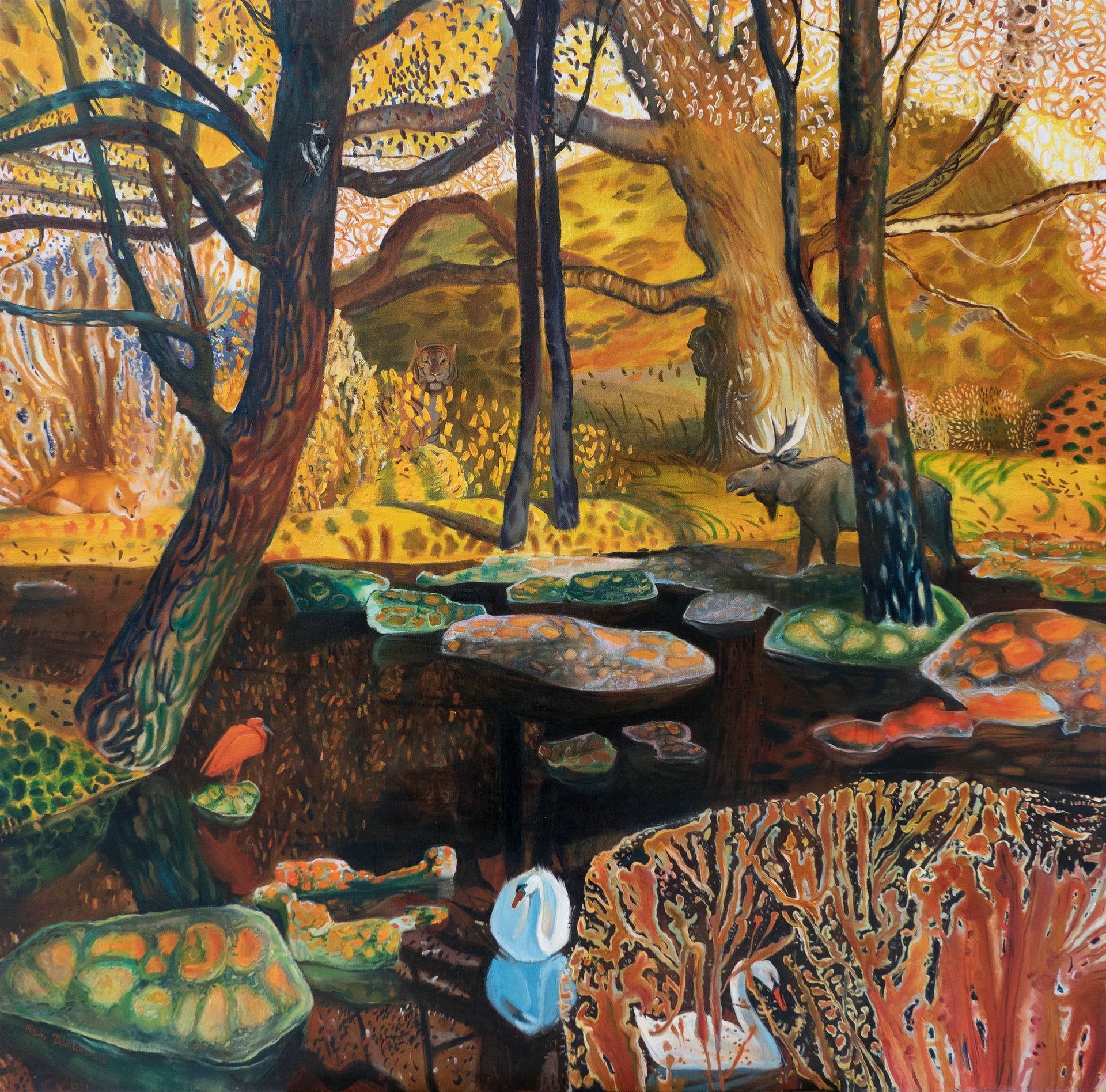 Маша Даниловская (Картина, живопись - 
                  110 x 110 см) На берегу лесного озера