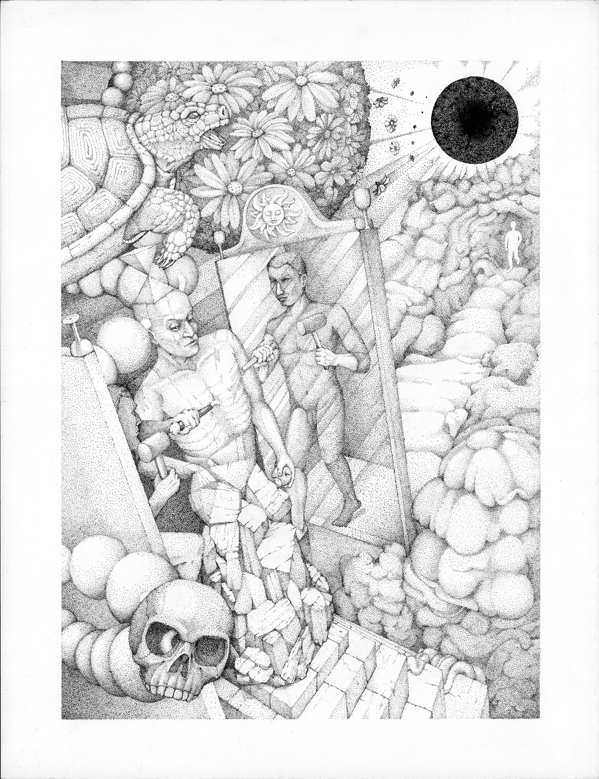 Артем Маганов (Авторская графика - 
                  50 x 65 см) Стык пирамид