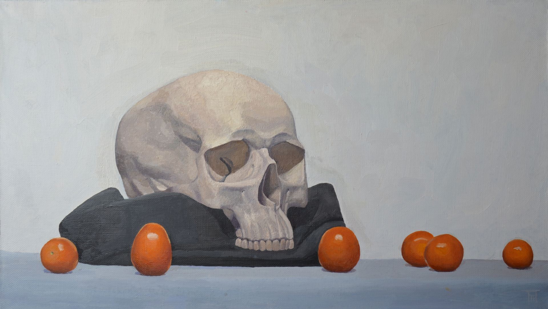 Павел Петров (Картина, живопись - 
                  70 x 40 см) Натюрморт с черепом и овощами