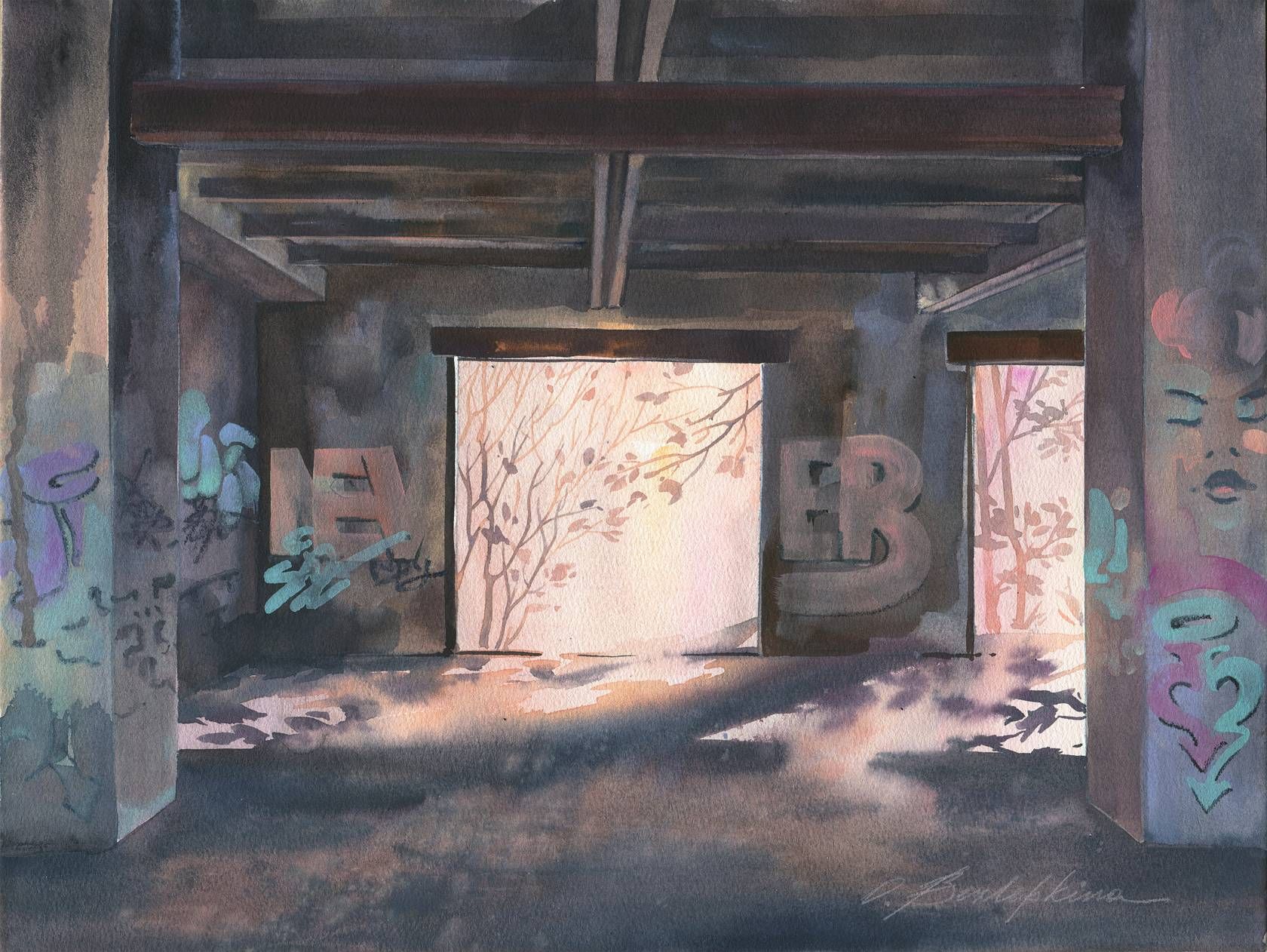 Ольга Безлепкина (Авторская графика - 
                  40 x 30 см) Стены 10