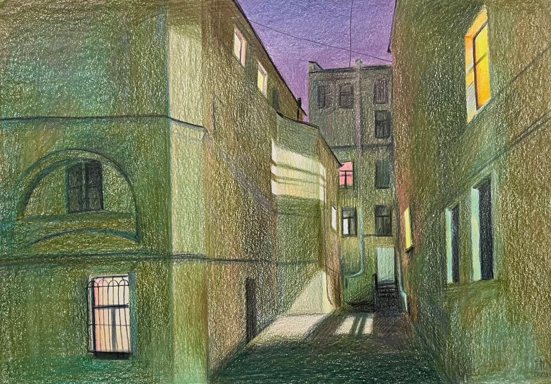 Александра Курьянова (Авторская графика - 
                  29.5 x 21 см) Однажды в Петербурге