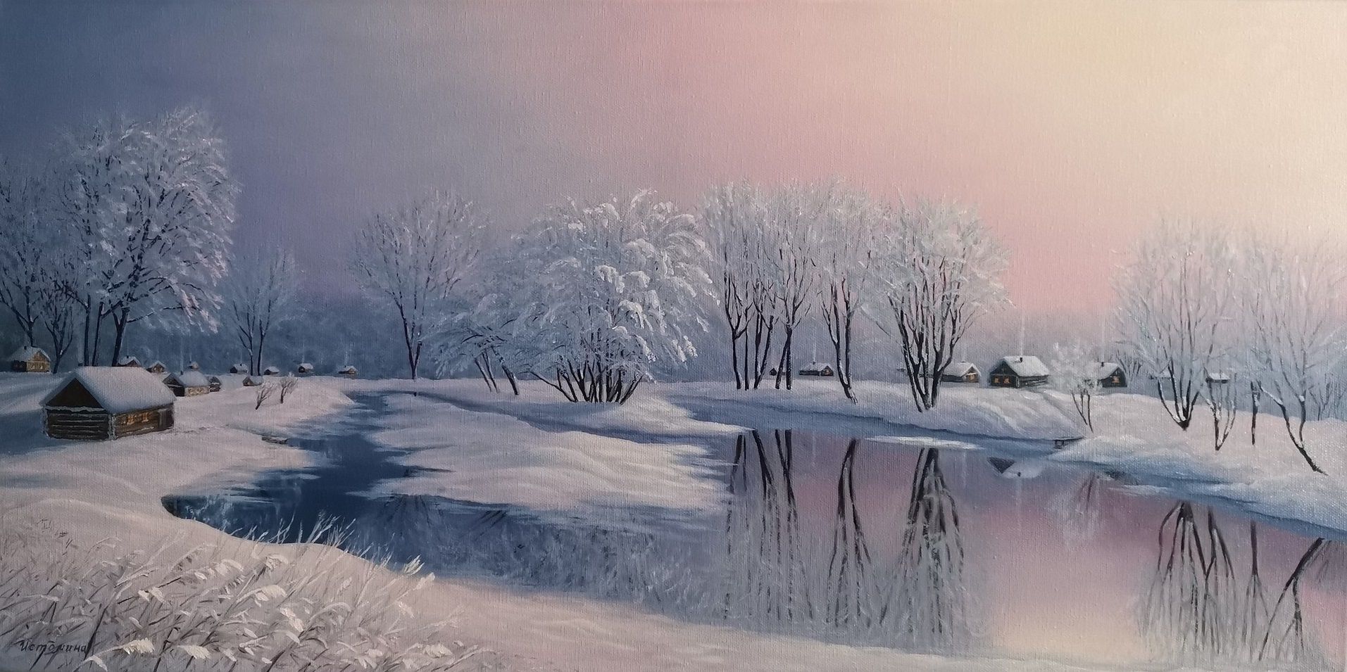 Елена Истомина (Картина, живопись - 
                  80 x 40 см) Зима прекрасна!