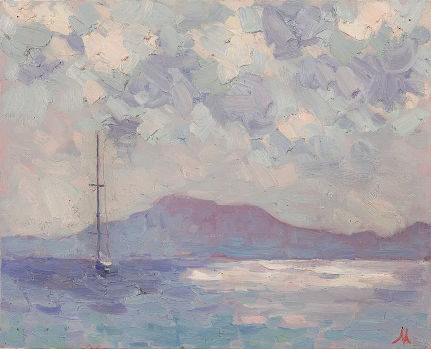 Марианна Чайка (Картина, живопись - 
                  50 x 40 см) Небо, море, горы, яхта...