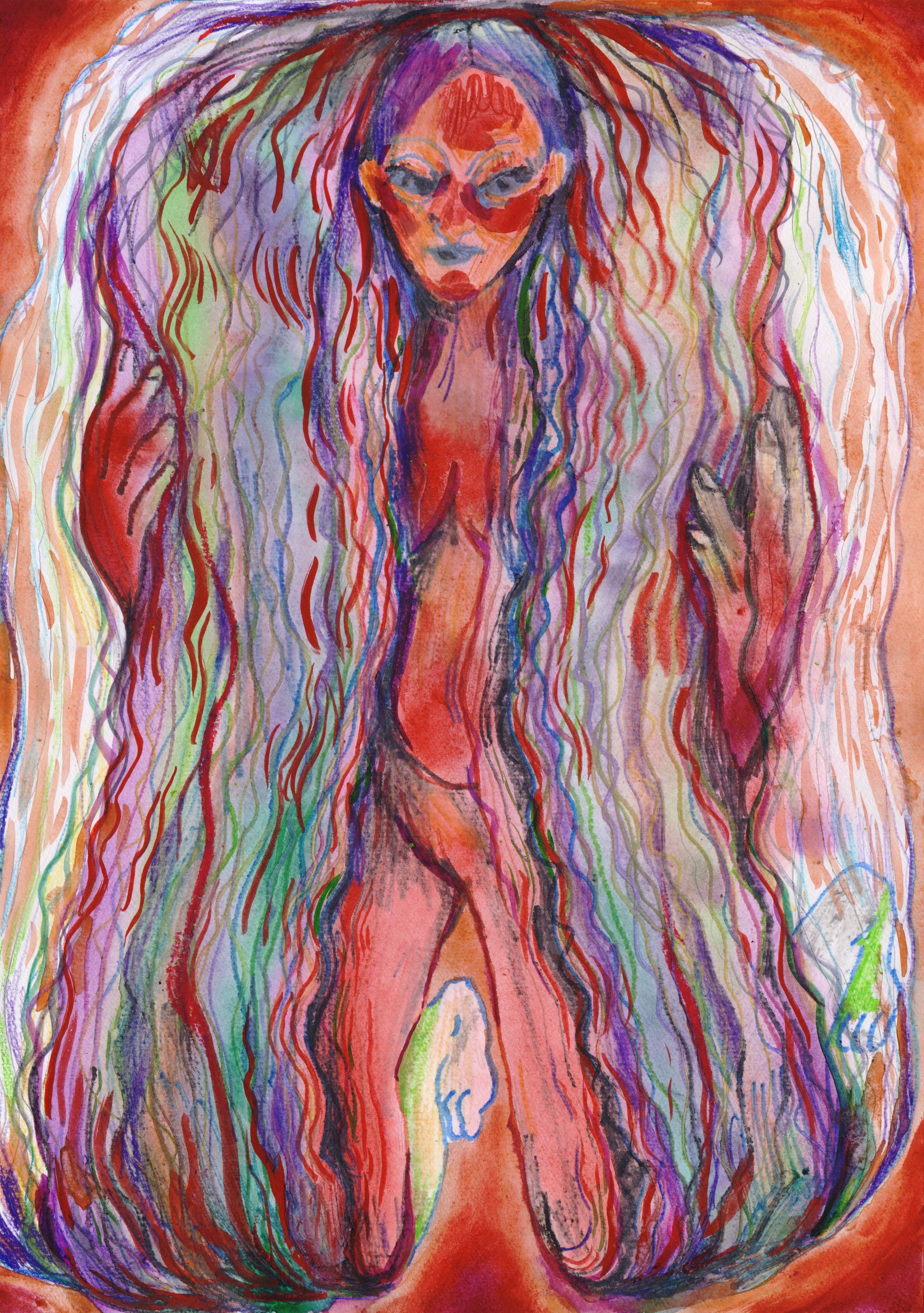 Оля Душкина (Авторская графика - 
                  29.7 x 42 см) Большое отшелушивание