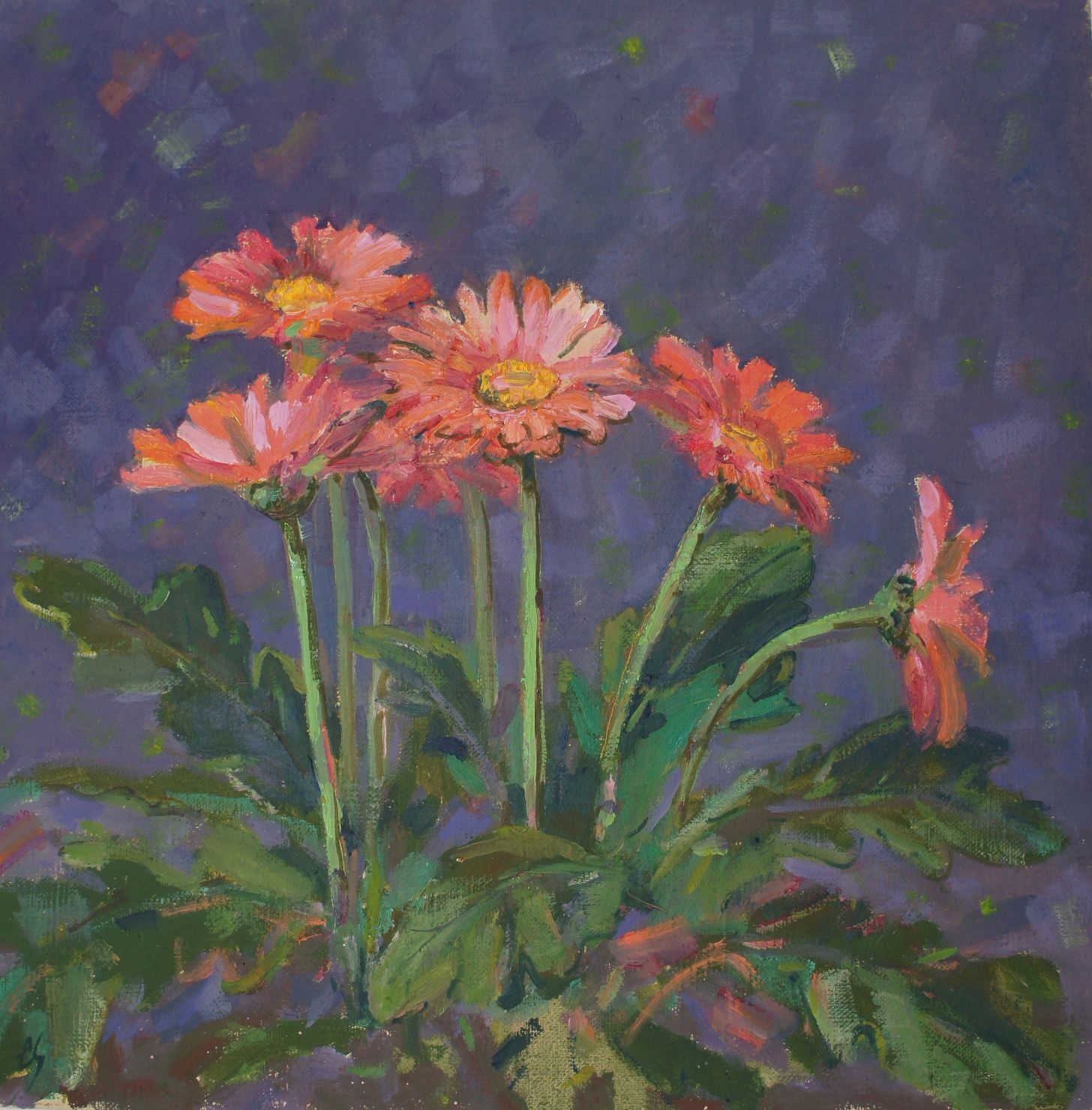 Елена Санина (Картина, живопись - 
                  40 x 40 см) Розовые цветы