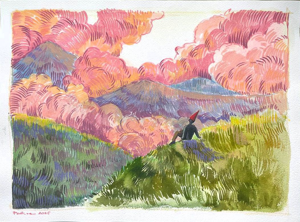 Полина Ратуш (Авторская графика - 
                  37 x 27.5 см) Наблюдатель