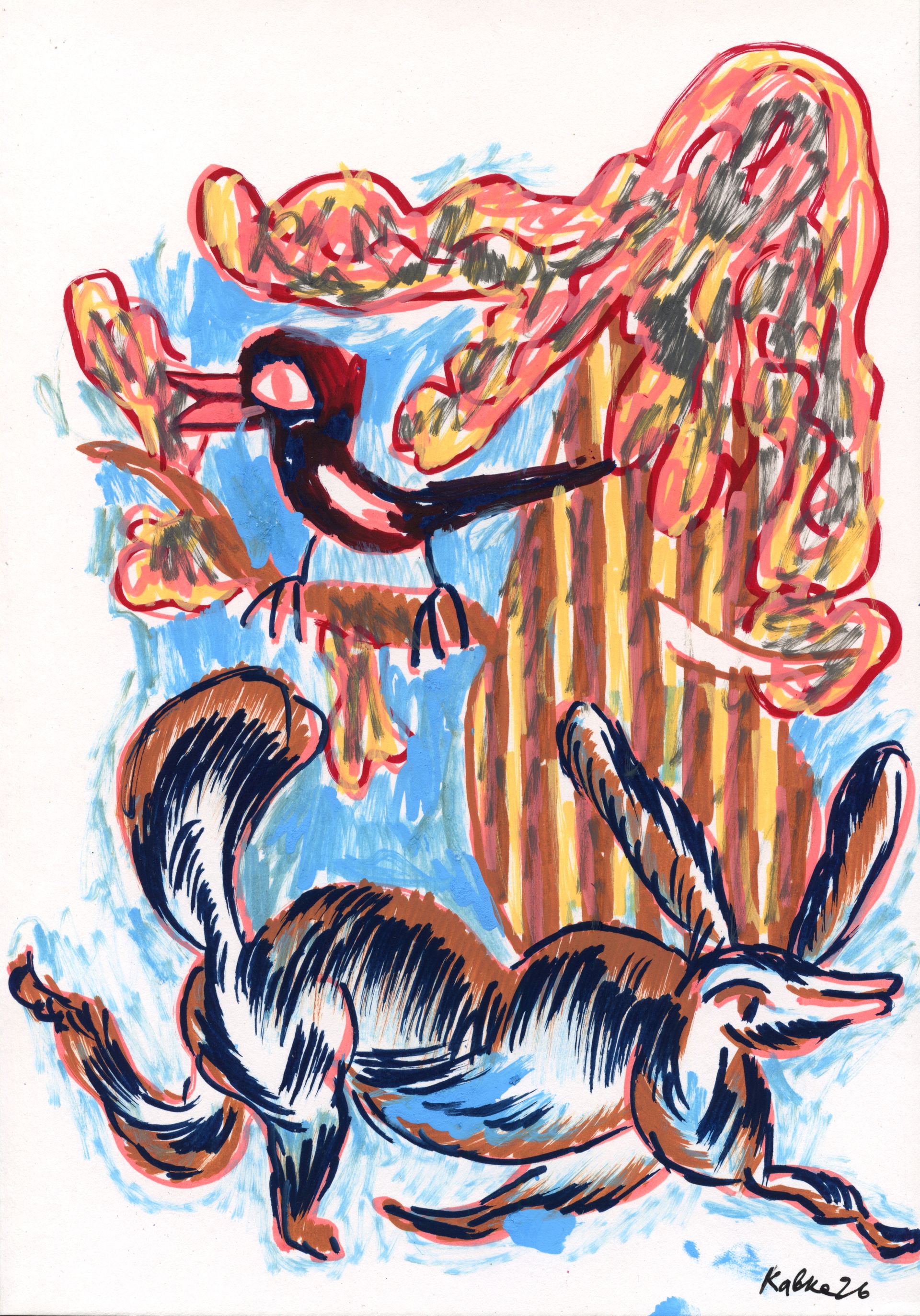 Дмитрий Кавка (Авторская графика - 
                  21 x 30 см) Собака в лесу