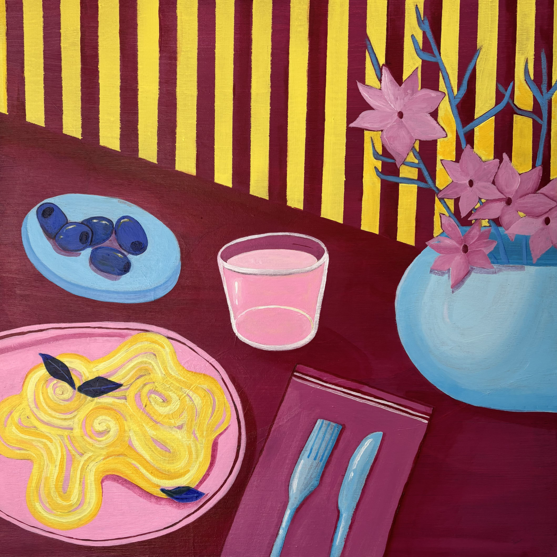 Елена Королева (Картина, живопись - 
                  60 x 60 см) Натюрморт с итальянской пастой