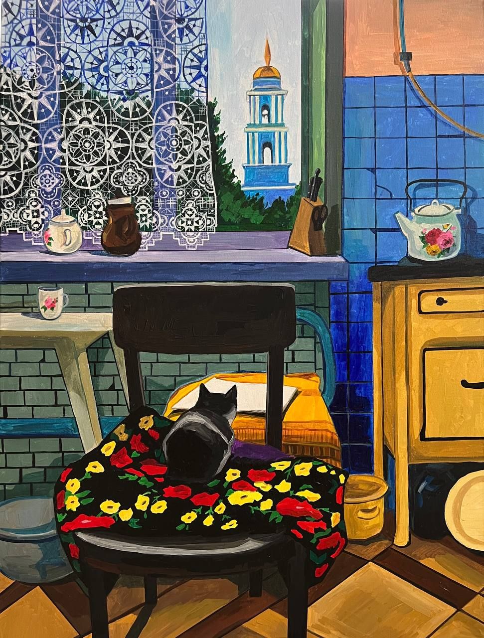 Лена Запрудских (Картина, живопись - 
                  60 x 80 см) Вид из окна