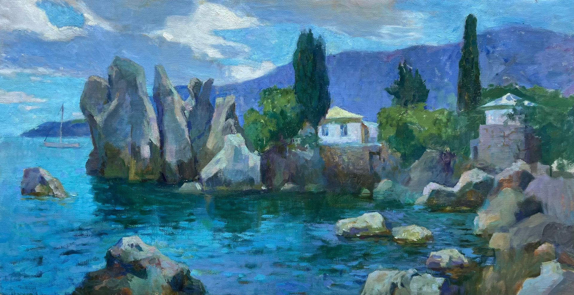 Алина Коршункова (Картина, живопись - 
                  90 x 47 см) Гурзуф, дача Чехова