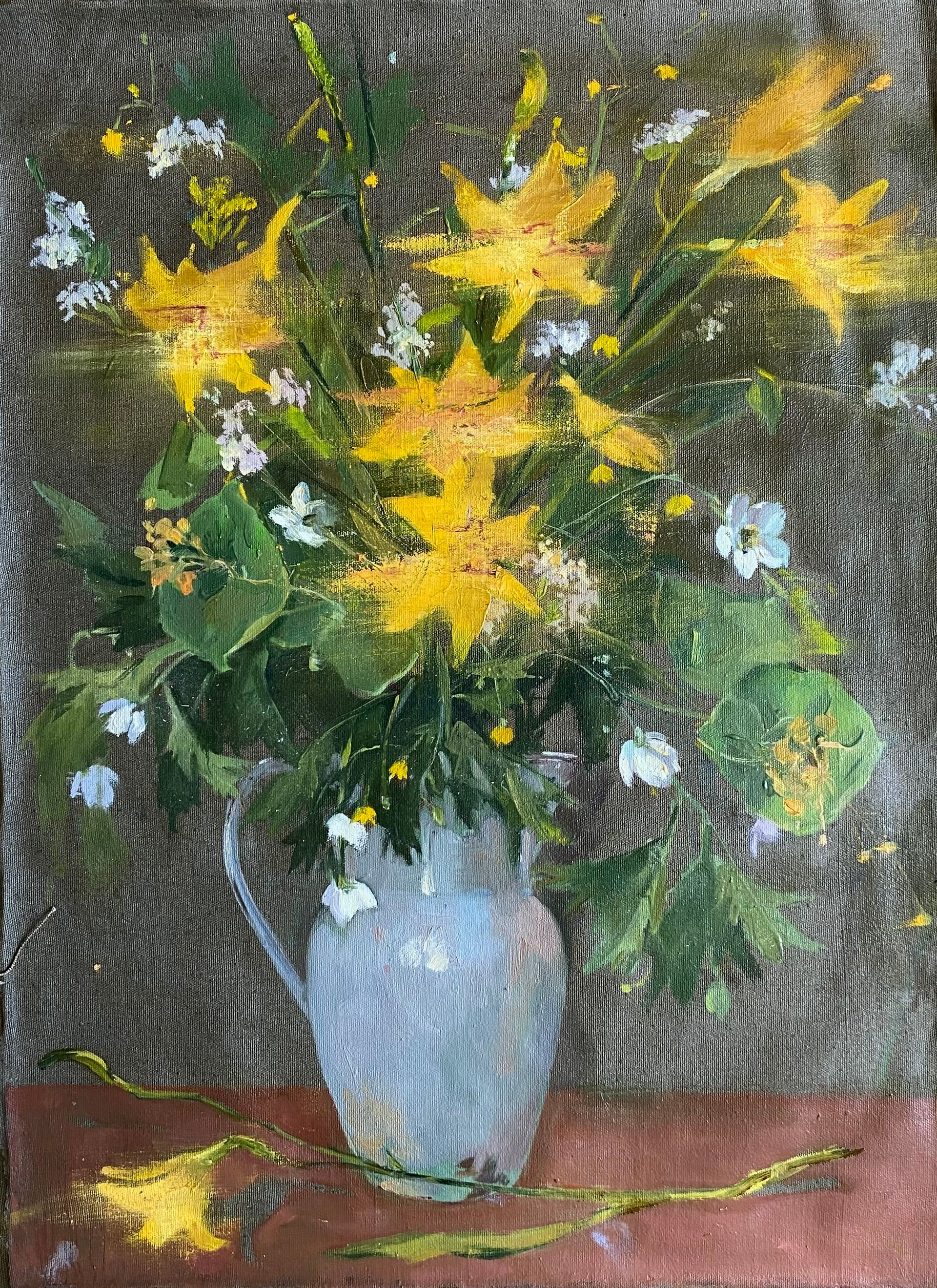 Алина Буглеева (Картина, живопись - 
                  44 x 58 см) Лилии в голубой вазе