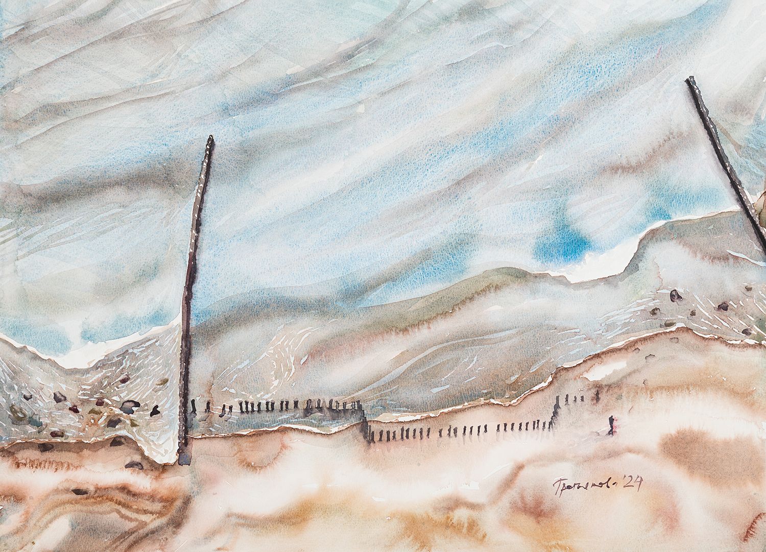Юлия Третьякова (Авторская графика - 
                  53.5 x 39 см) Прогулка