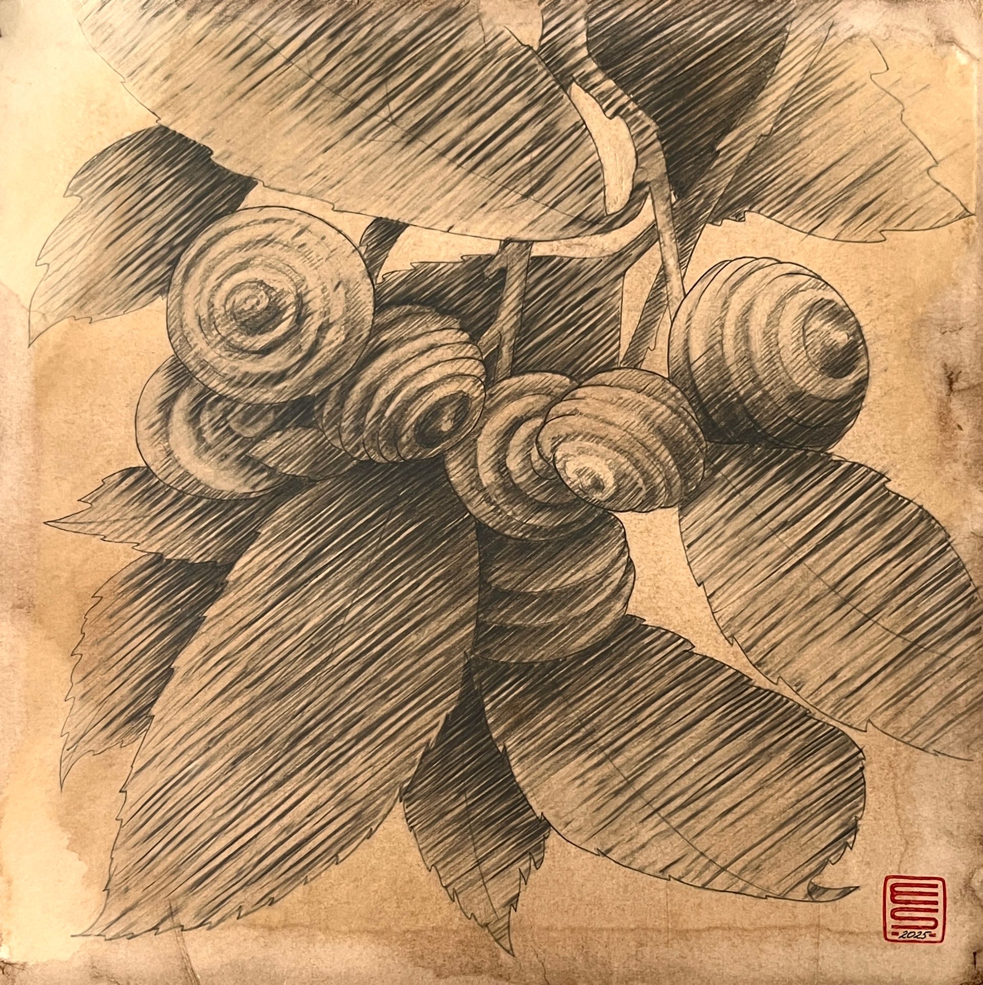 ELENA SKUTOVA (Авторская графика - 
                  40 x 40 см) Flowers #12