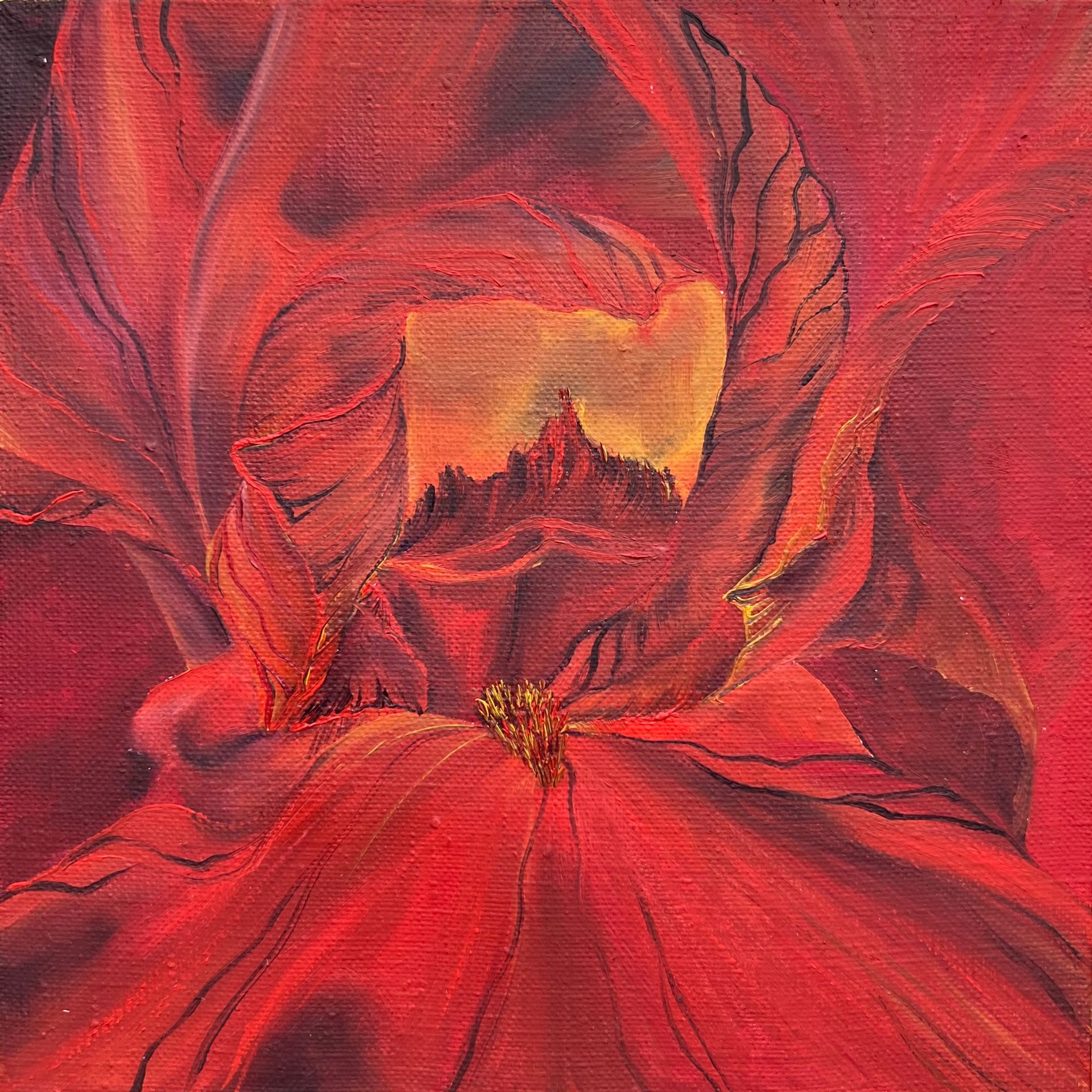 Инна Сумина (Картина, живопись - 
                  20 x 20 см) Love Red