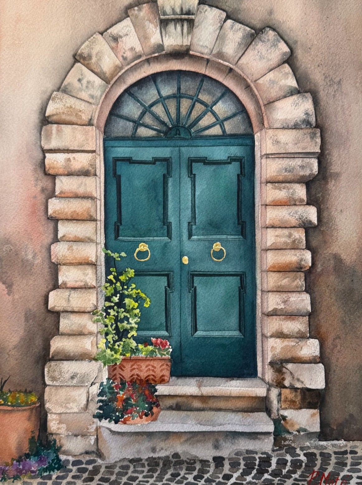 Полина Мотовилова (Авторская графика - 
                  28 x 38 см) Двери изумруд