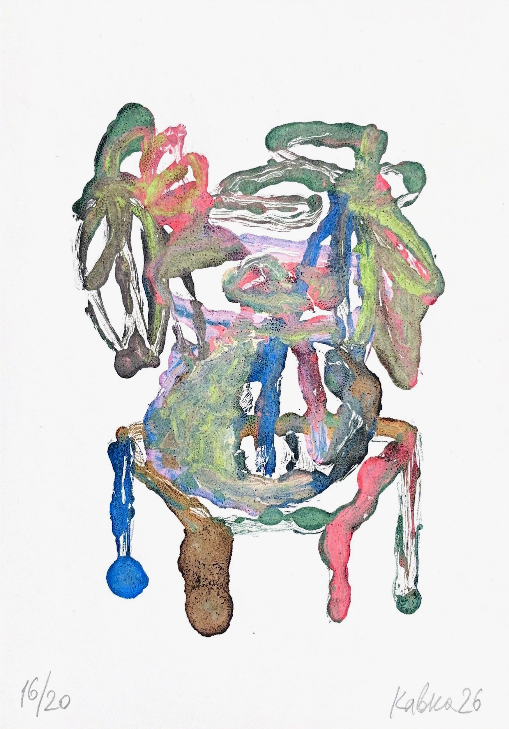 Дмитрий Кавка (Графика печатная - 
                  17.5 x 25 см) Цветы художника. Стол, ваза, два цветка (№16/20)