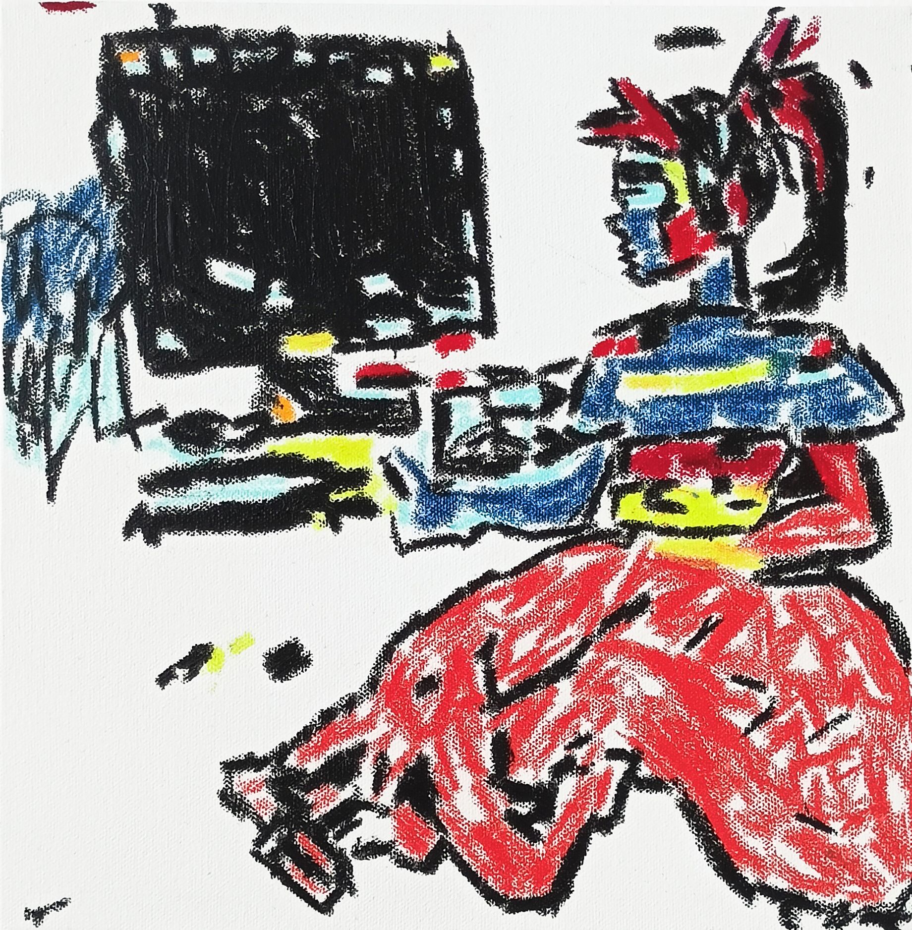 Дарья Растунина (Картина, живопись - 
                  30 x 30 см) Портрет стримера в красном