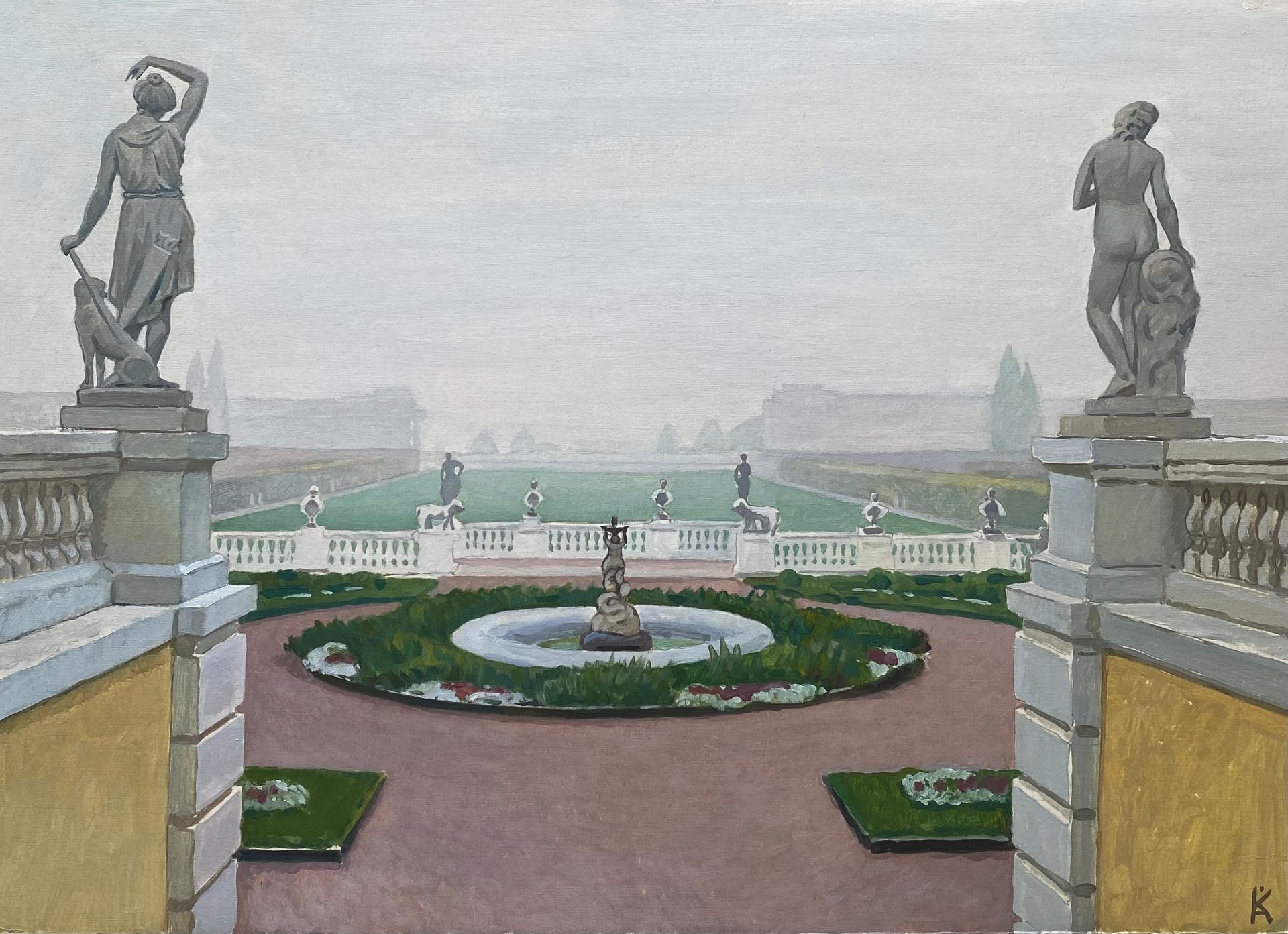 Алексей Кротов (Авторская графика - 
                  42 x 30 см) Туманный день в Архангельском