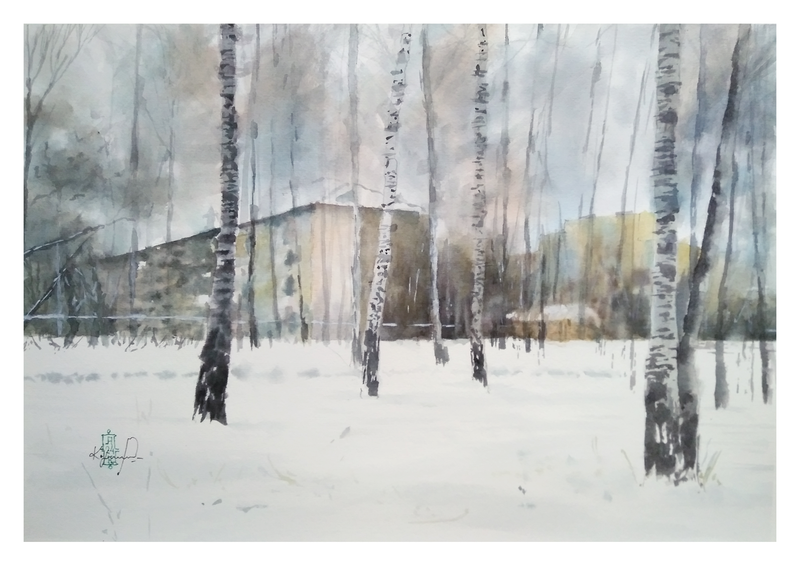 Александр Кормилицын (Авторская графика - 
                  39 x 27 см) Зимний парк в Перми