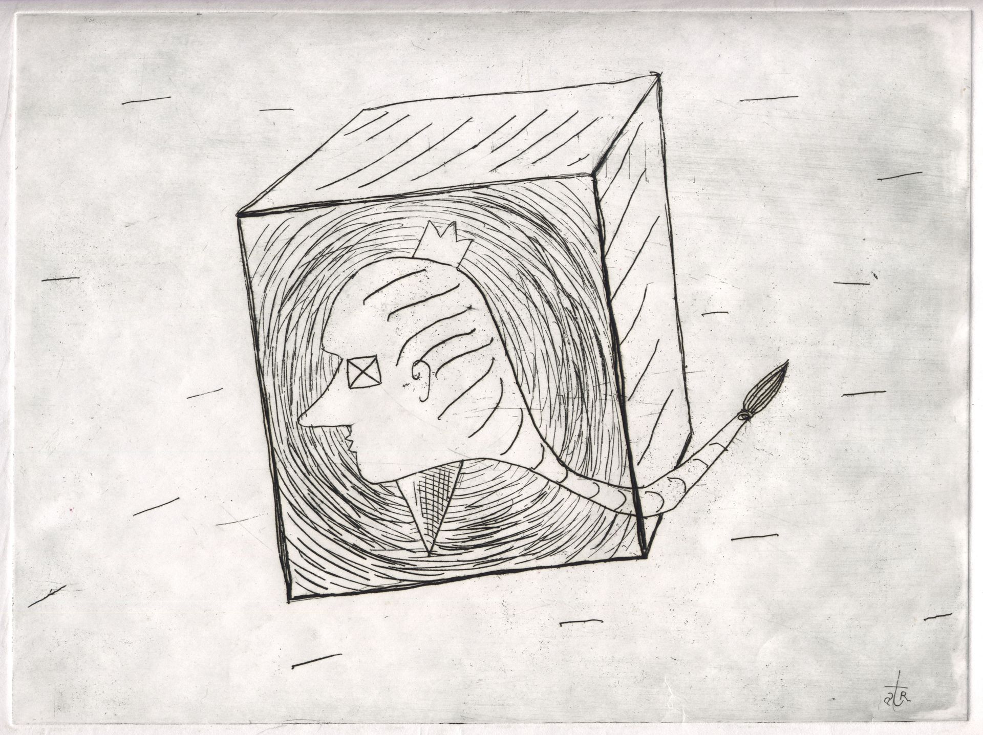 Анна Терешкина (Графика печатная - 
                  26 x 20 см) Принцесса в кубе