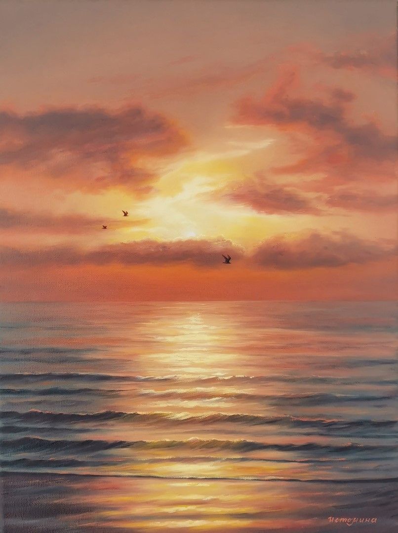 Елена Истомина (Картина, живопись - 
                  30 x 40 см) Оранжевый закат