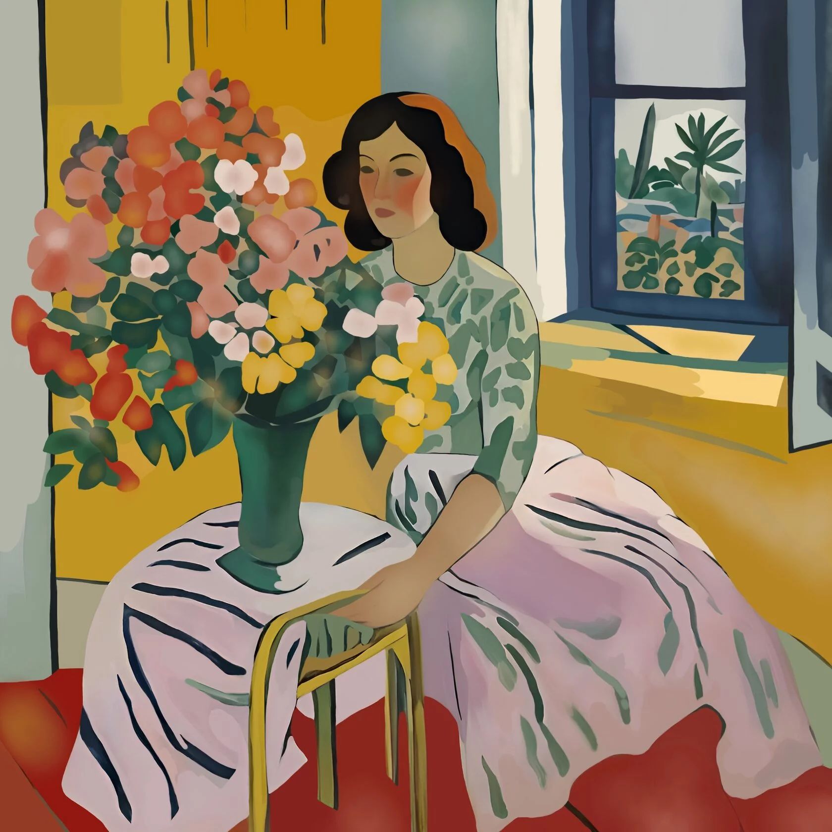 Нина Цориева (Картина, живопись - 
                  70 x 70 см) Букет для любимой