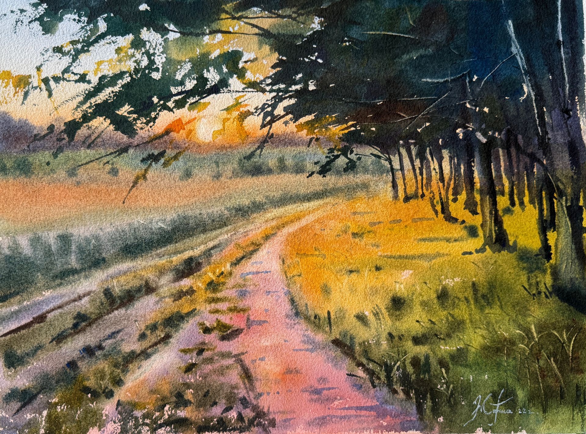 Жанна Губина (Авторская графика - 
                  38 x 28 см) Лесная опушка