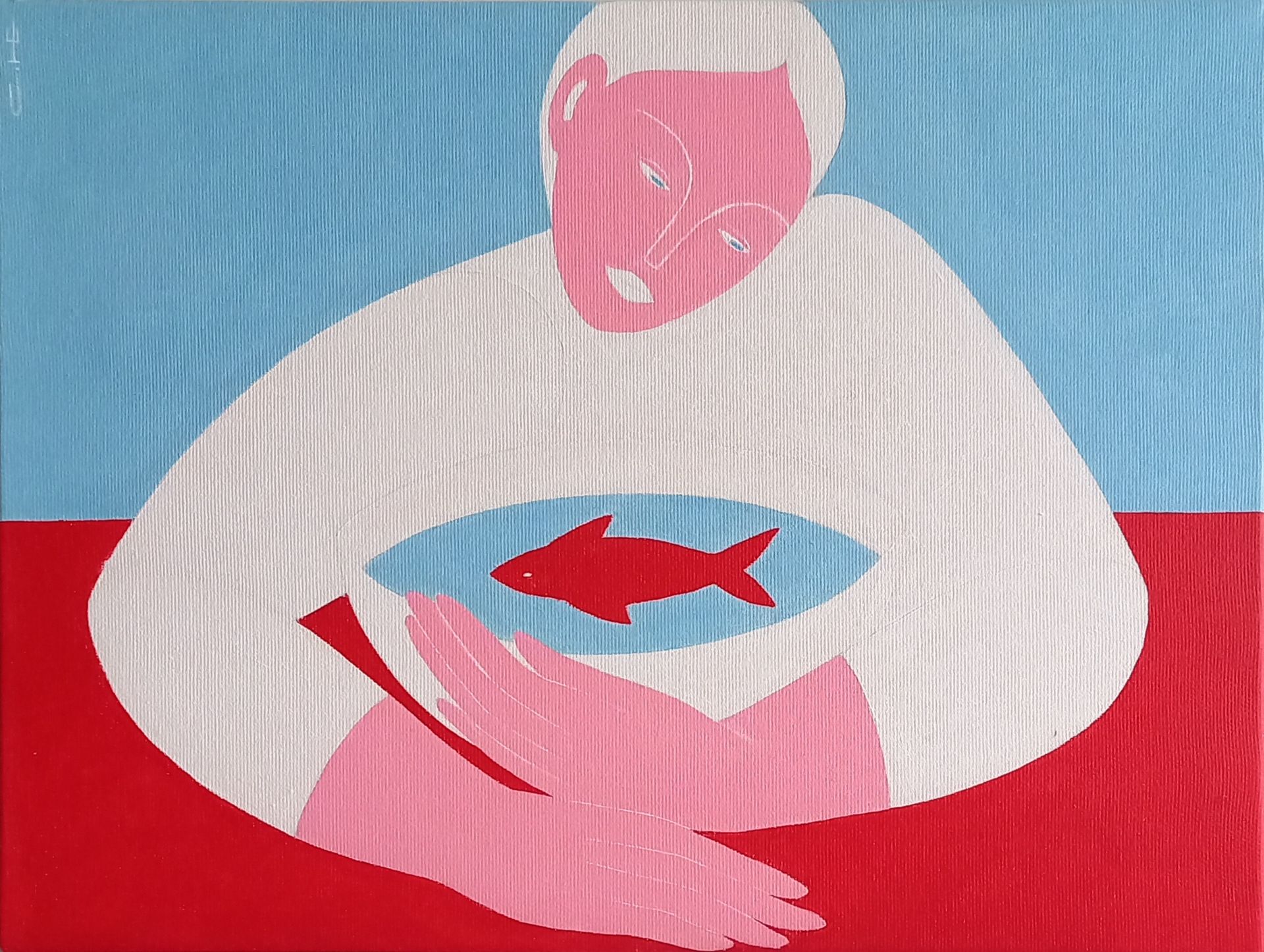 Саша Катинаускиене (Картина, живопись - 
                  40 x 30 см) Девушка с красной рыбкой