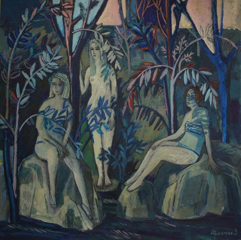 Зарина Абисалова (Авторская графика - 
                  100 x 100 см) Вечерний блюз