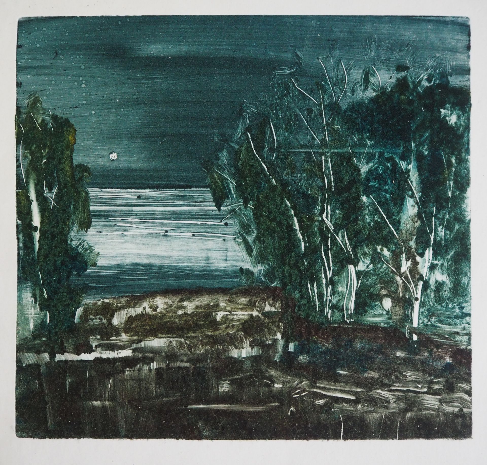 Полина Волкоморова (Графика печатная - 
                  33 x 33 см) Лес (ночь)