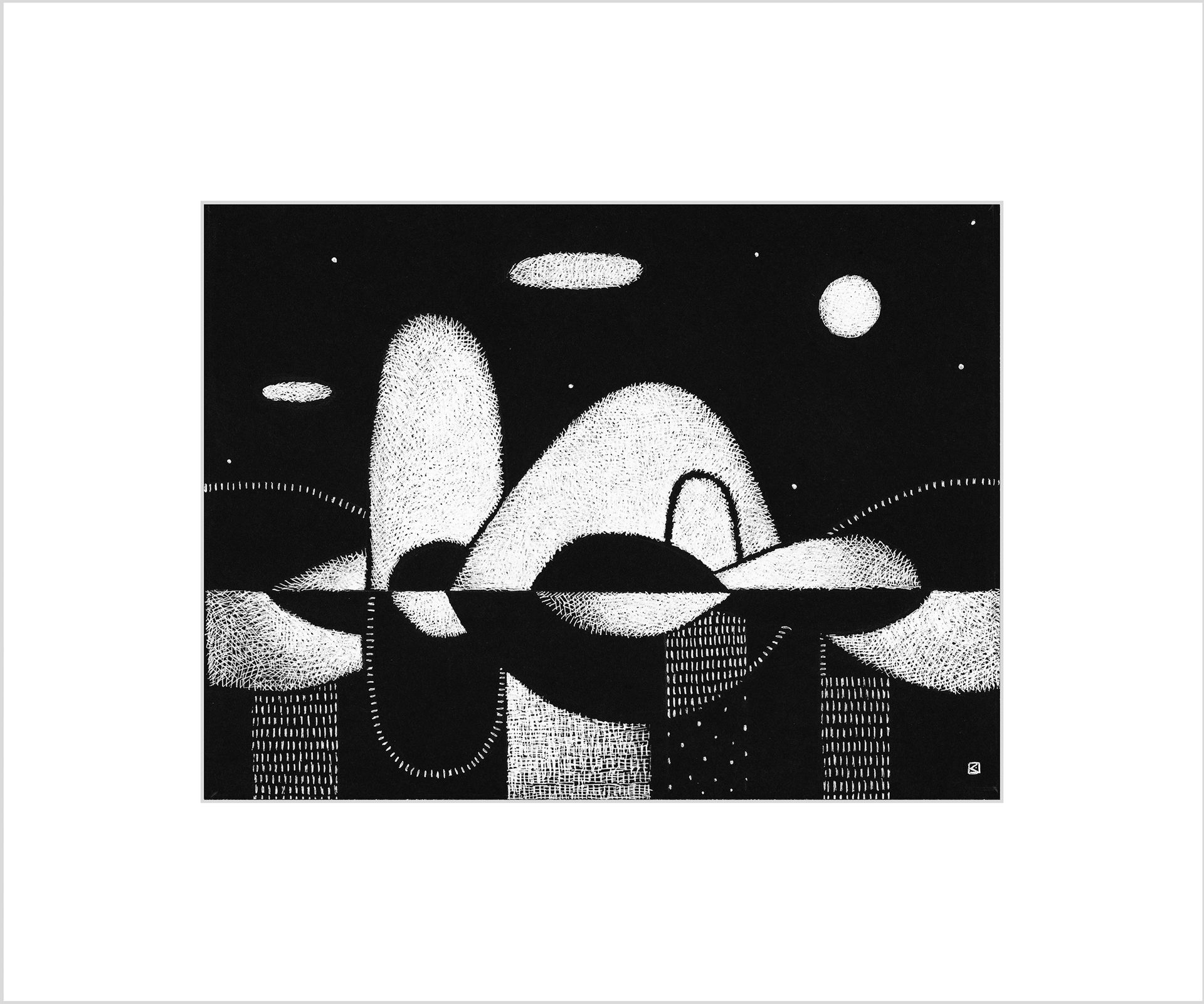 Ксения Пархоменко (Авторская графика - 
                  30 x 25 см) Тихий пейзаж