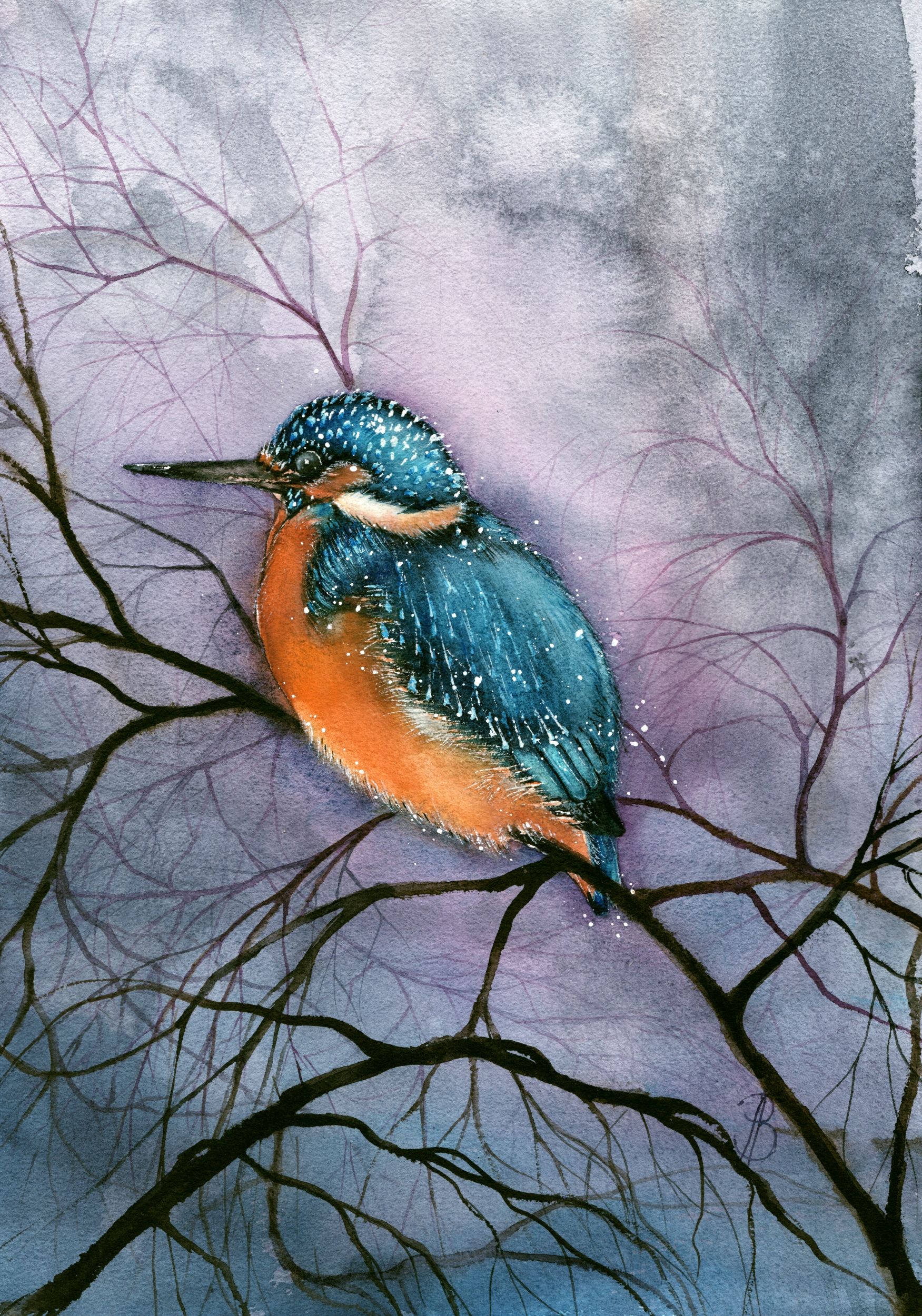 Алла Валежина (Авторская графика - 
                  30 x 42 см) Зимородок