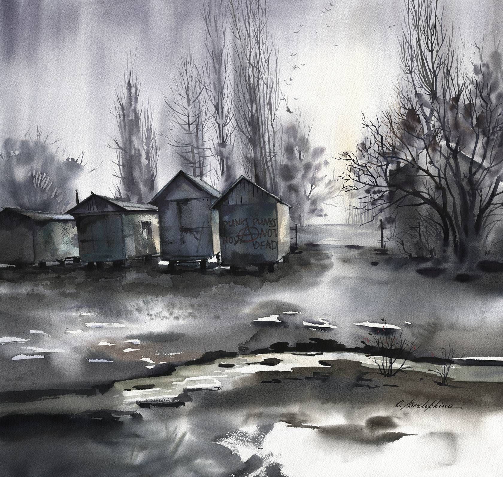 Ольга Безлепкина (Авторская графика - 
                  68 x 63 см) Punks not dead