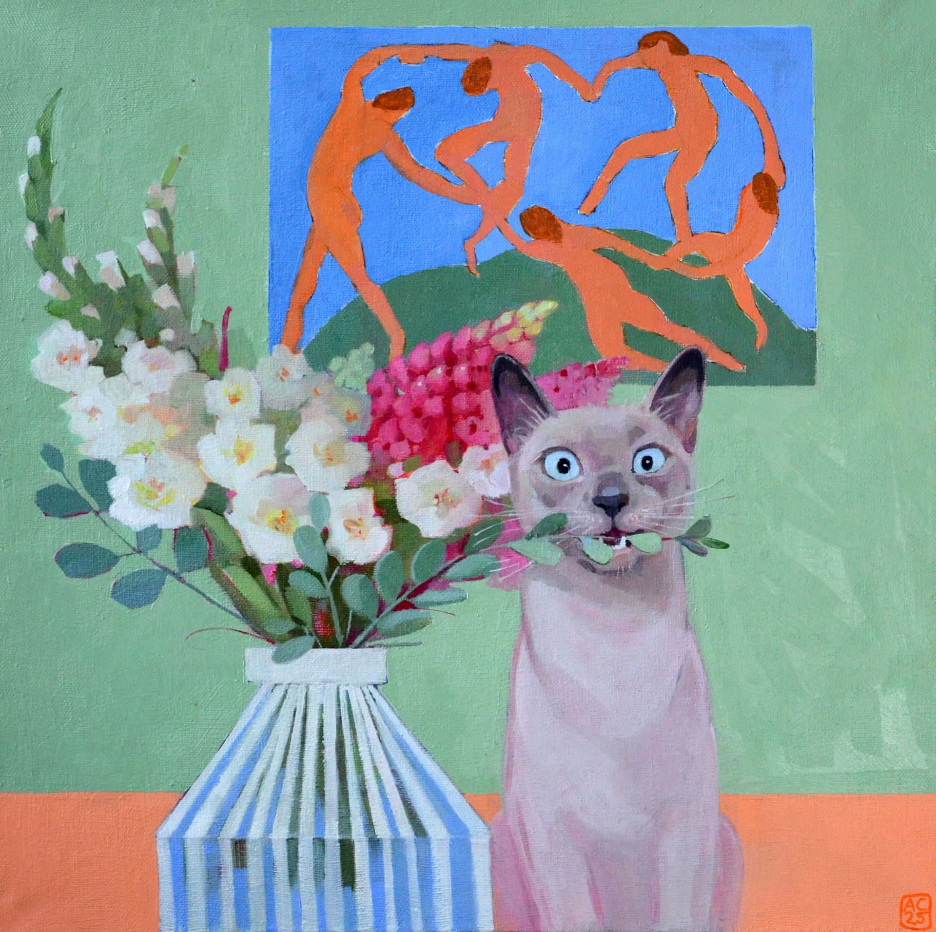 Александра Сергеева (Картина, живопись - 
                  40 x 40 см) Кот, Матисс и гладиолуы