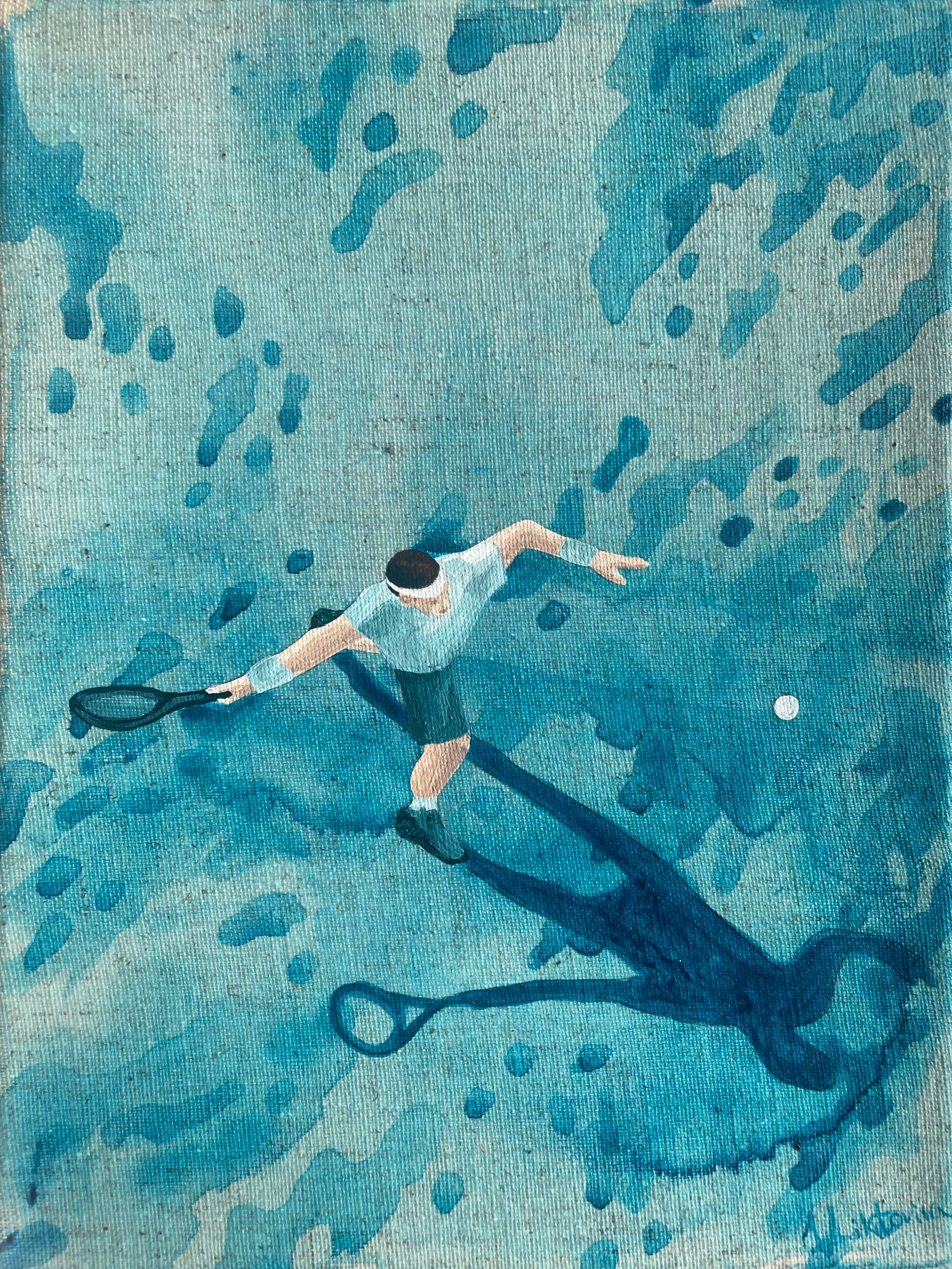 Виктория Никулочкина (Картина, живопись - 
                  18 x 24 см) Игра в теннис