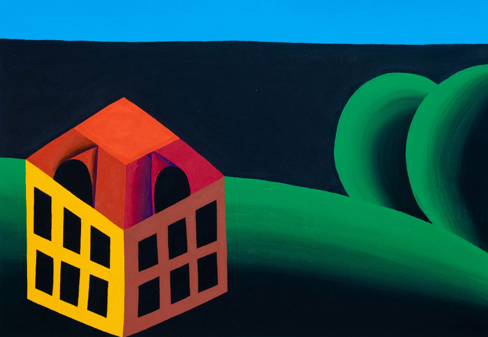 Олег Хвостов (Картина, живопись - 
                  59 x 42 см) Пейзаж с домом