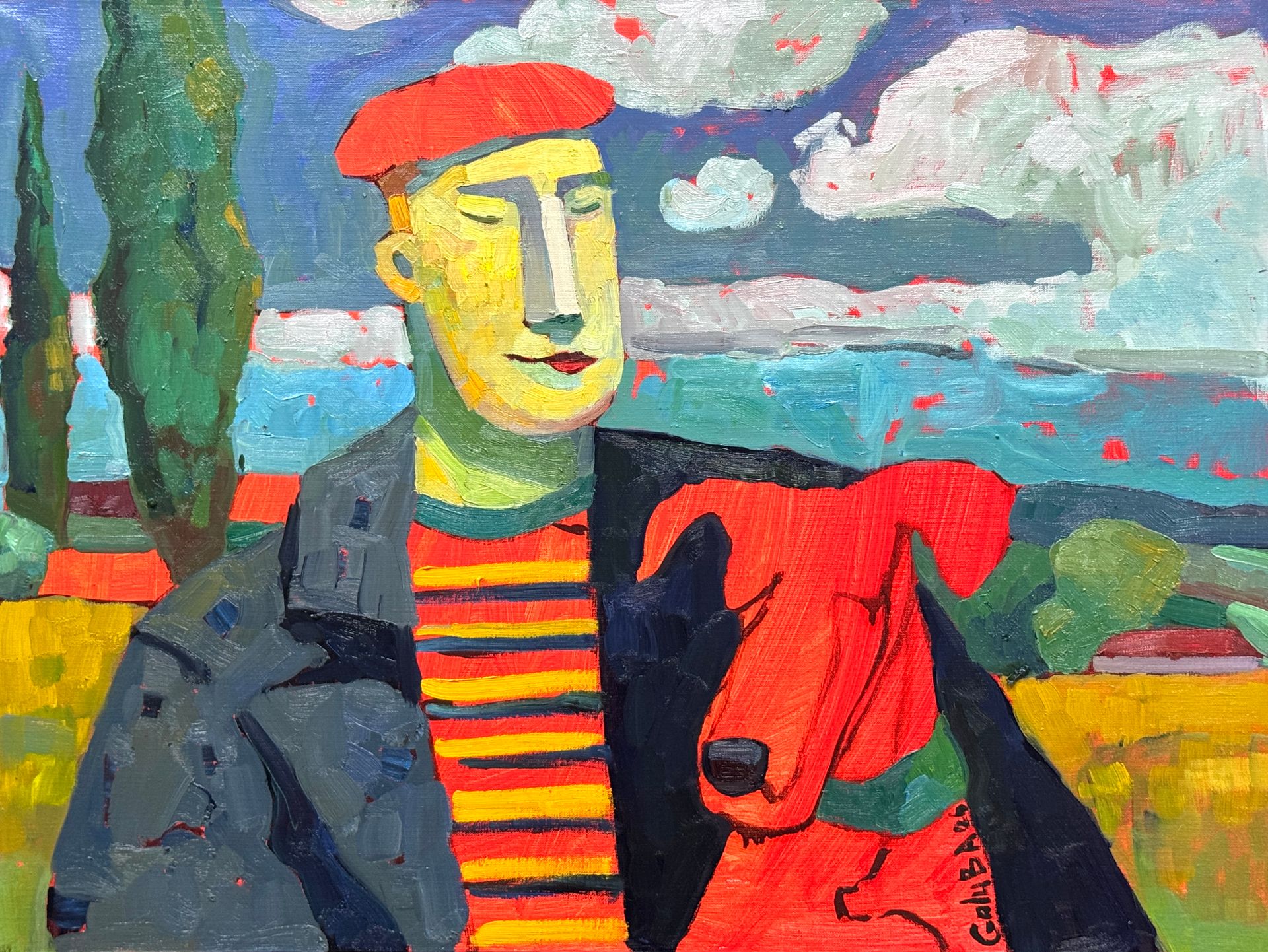 Анна Голубь (Картина, живопись - 
                  80 x 60 см) Красная собака