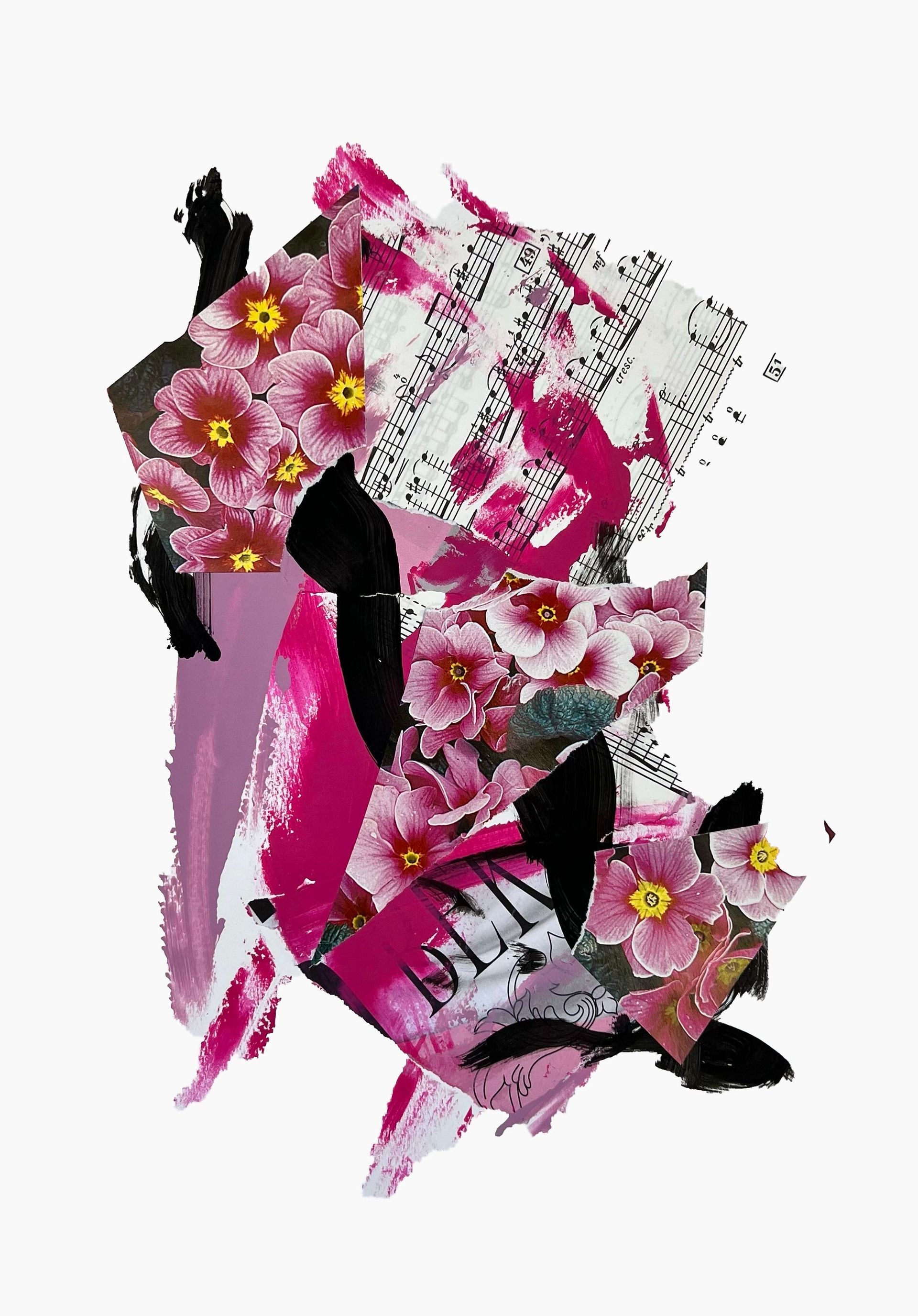 Инна Сумина (Коллаж / ассамбляж - 
                  29.7 x 42 см) Цветы и музыка