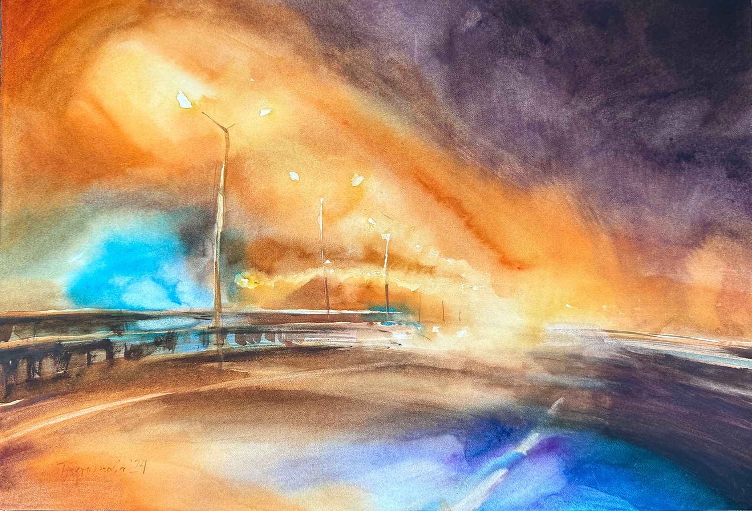 Юлия Третьякова (Авторская графика - 
                  56 x 38 см) Дорога домой
