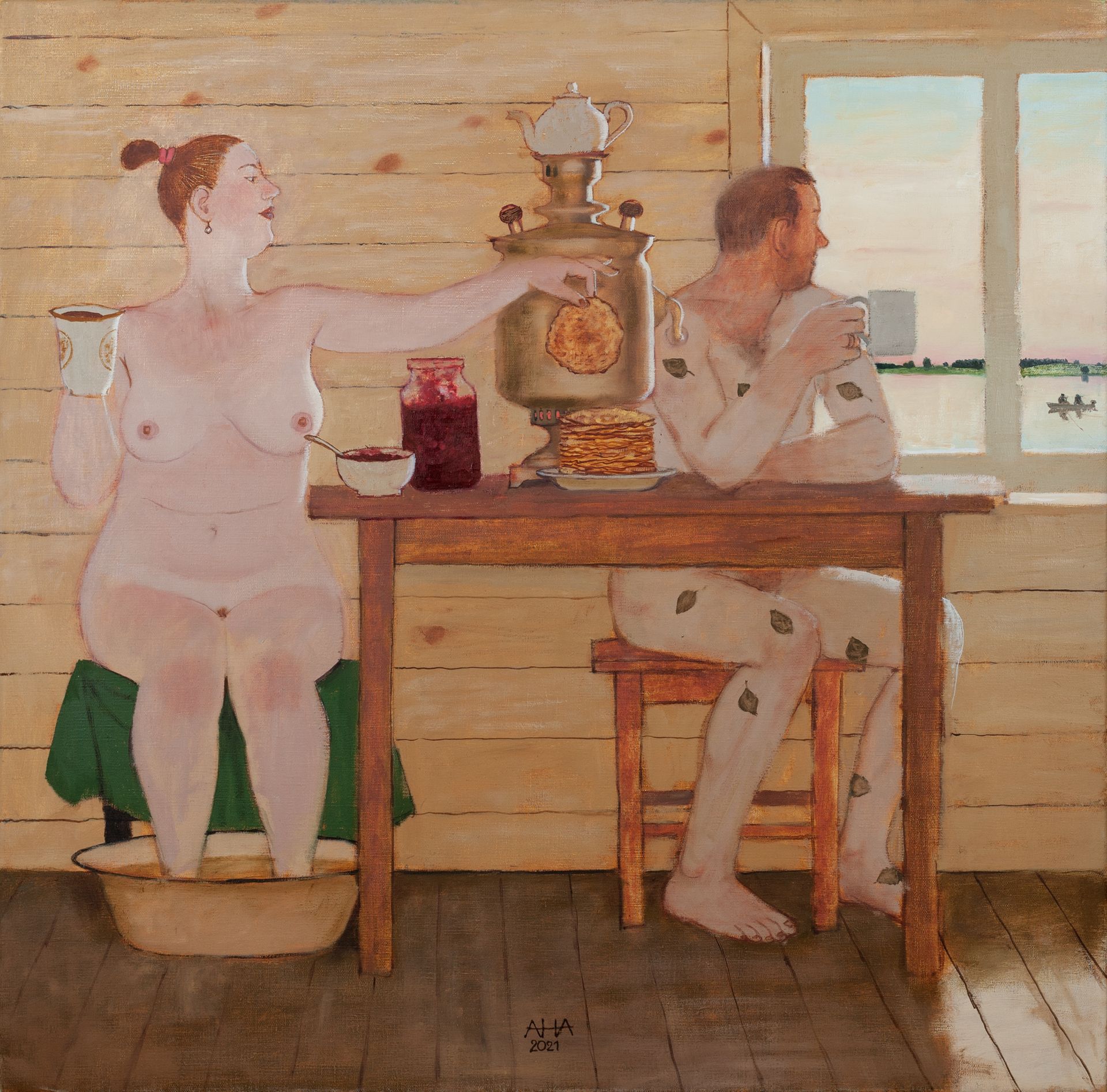 Андрей Аверьянов (Картина, живопись - 
                  80 x 80 см) В Семье