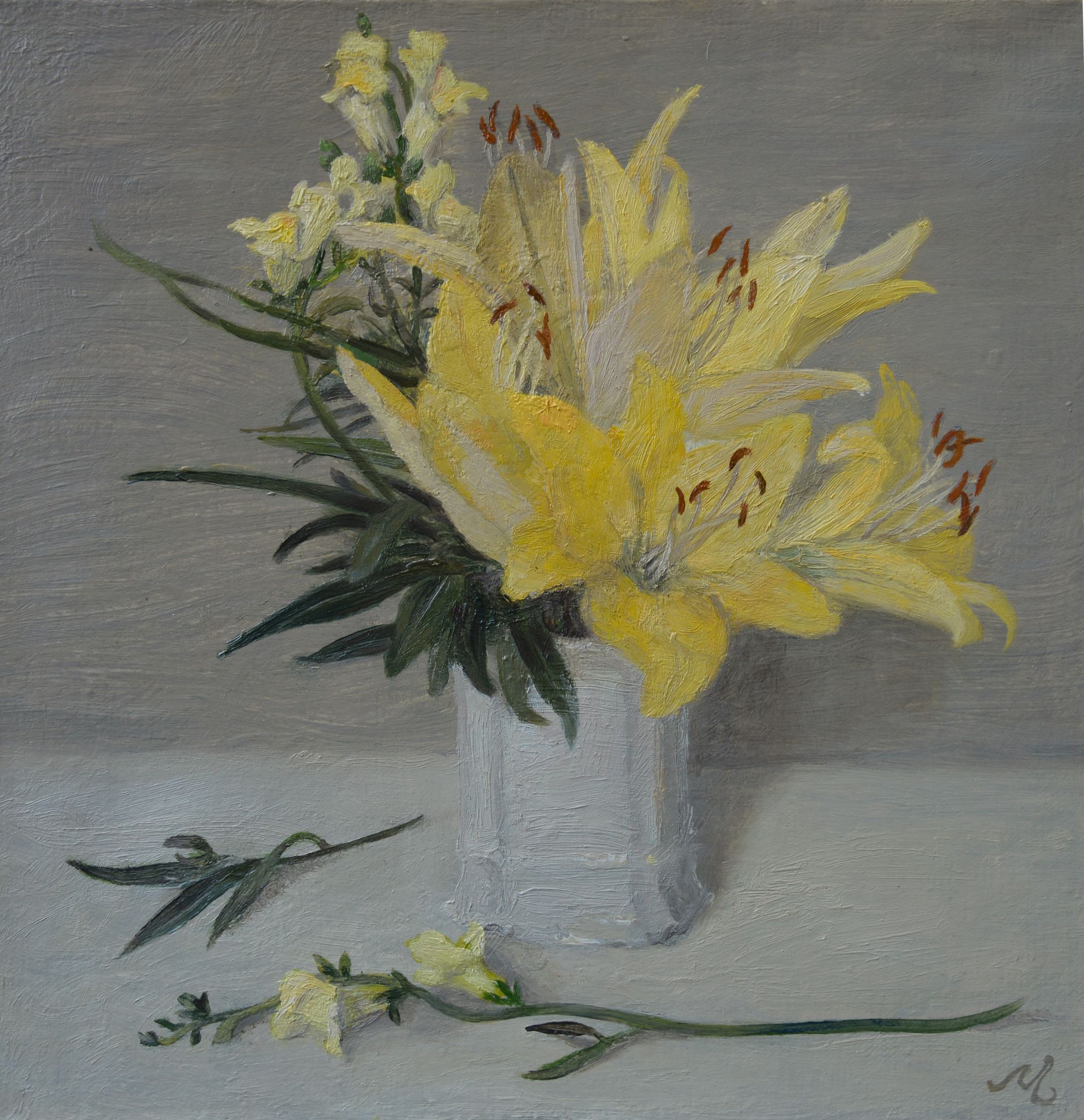 Ольга Менжилий (Картина, живопись - 
                  30 x 30 см) Желтые лилии