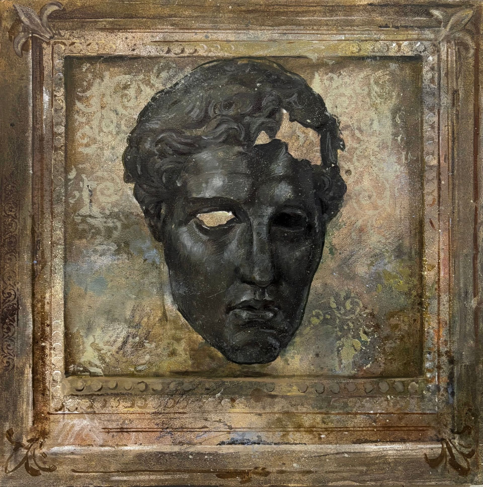 Иван Андреев (Картина, живопись - 
                  50 x 50 см) Разрушенная античная маска 3