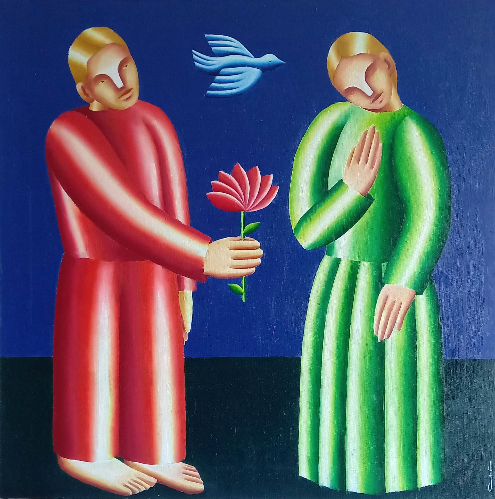 Саша Катинаускиене (Картина, живопись - 
                  70 x 70 см) Признание. Цветок в руке