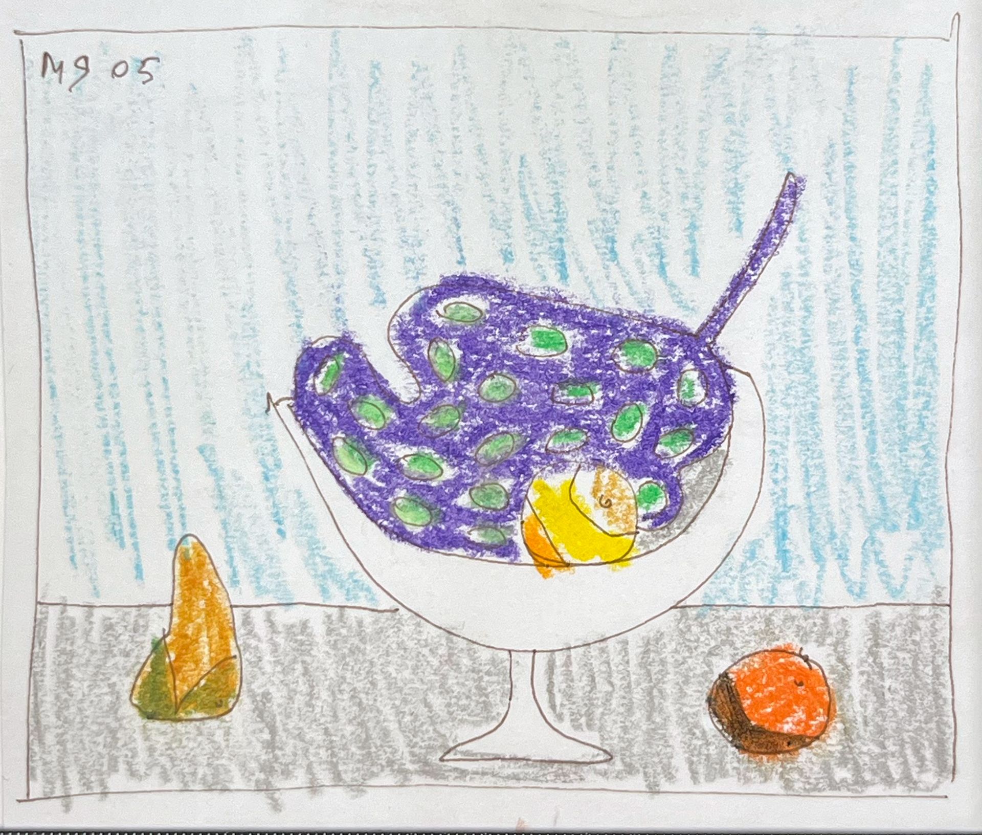 Марсель Ялалов (Авторская графика - 
                  22 x 22 см) Натюрморт с виноградом