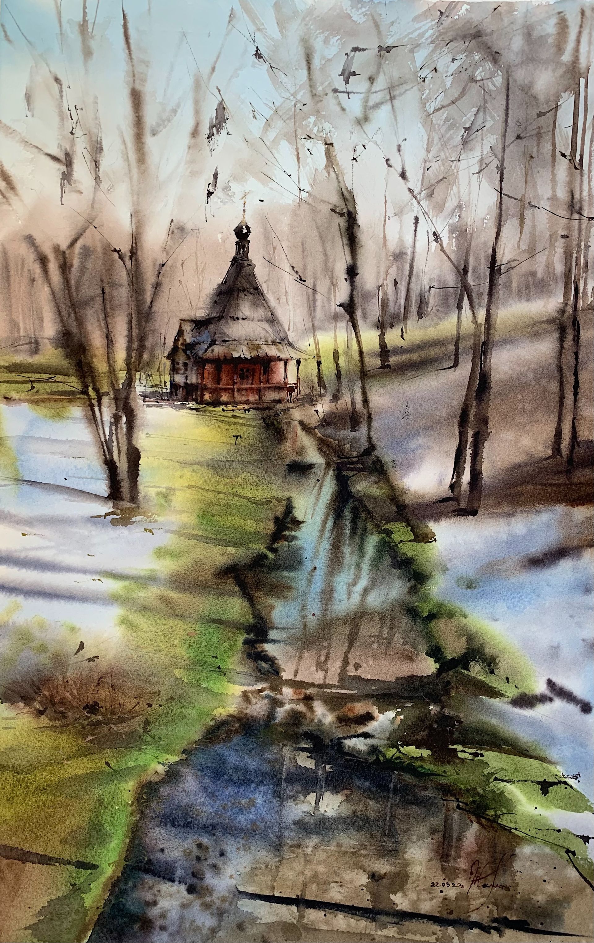 Жанна Губина (Авторская графика - 
                  36 x 56 см) Святой источник. Талеж
