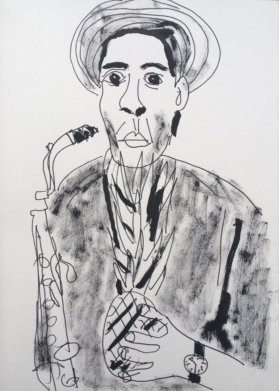 Антон Яковлев (Авторская графика - 
                  21 x 29 см) Jazz portrait #16