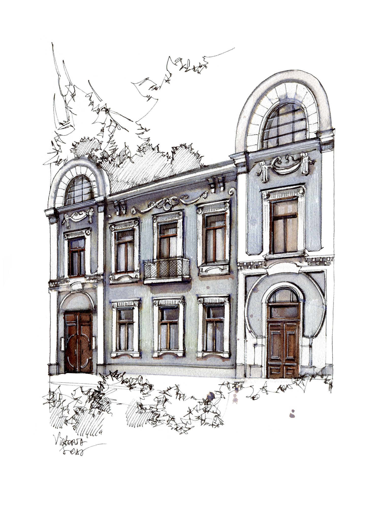 Виктория Севастьянова (Авторская графика - 
                  25 x 33 см) Особняк Трестер