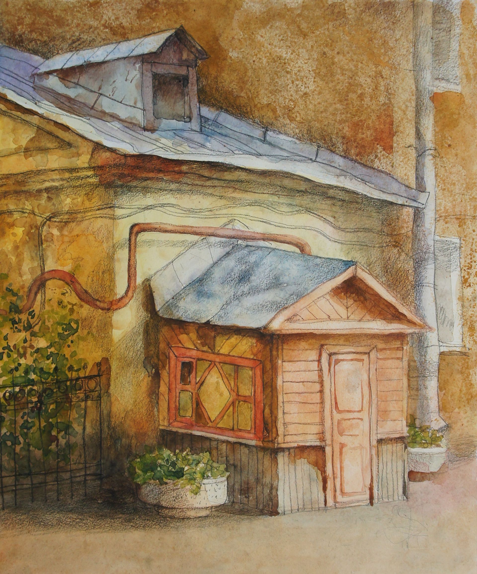 Анастасия Крушельницкая (Авторская графика - 
                  44 x 53 см) Пристроечка