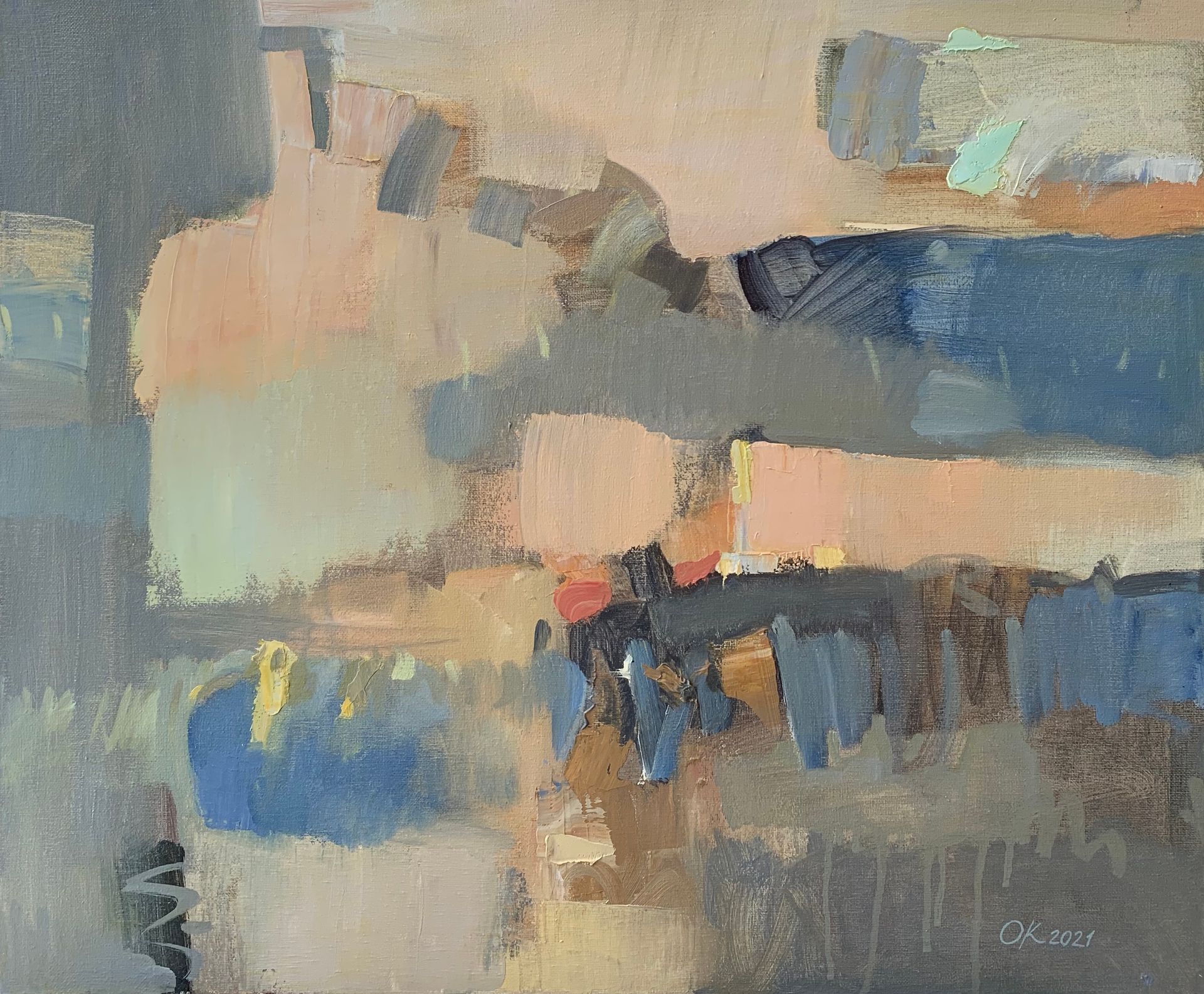 Ольга Кожевникова (Картина, живопись - 
                  60 x 50 см) Серо-розовое