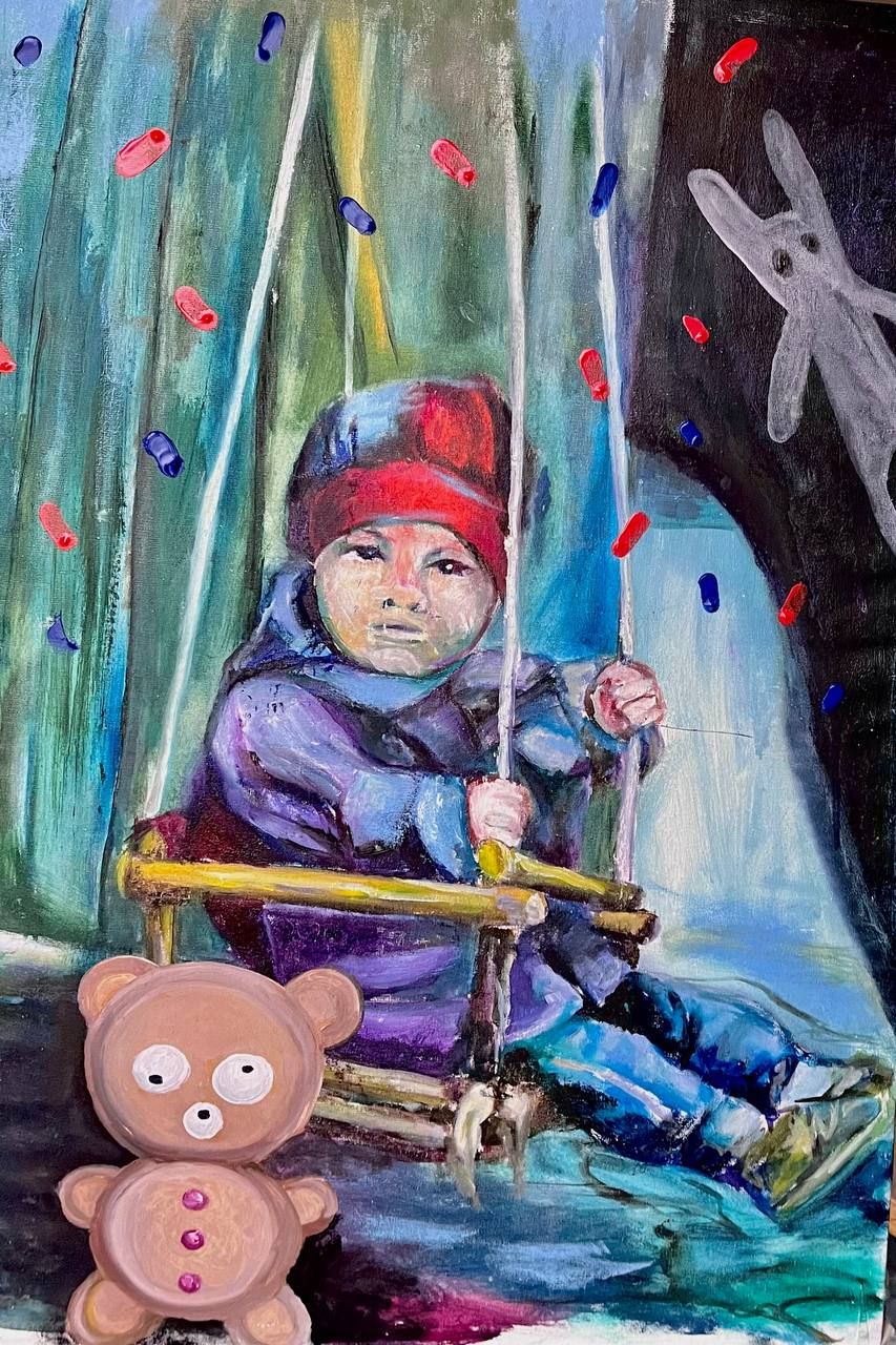 Лина Кордюченко (Картина, живопись - 
                  50 x 70 см) Качели